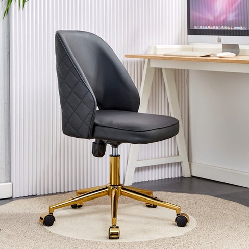 Velvet Adjustable Height Ergonomic Office Chair Armless Swivel