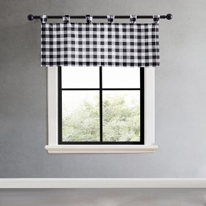 Eddie Bauer Mountain Plaid Tab Top Valance - 50"W X 20"L - Black - 1 of 2