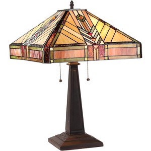 Chloe Lighting Edward Tiffany-style 2 Light Mission Table Lamp 16" Shade - 1 of 2
