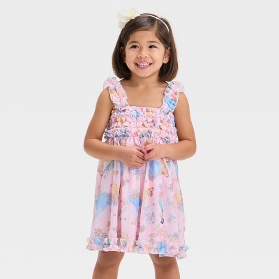 Toddler Girls' Disney Princess Cinderella Belle Jasmine Chiffon Dress - Pink