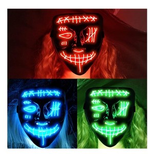 GustoWave 2/3PACK Halloween Scary Mask, LED Purge Mask with LED Light Up LED Mask for Cosplay, Halloween Costume, Halloween Festival Party-Unisex Mask - 1 of 4