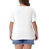 Agnes Orinda Women's Plus Size Short Flounce Sleeve Casual Summer Round Neck Blouses - 4 of 4