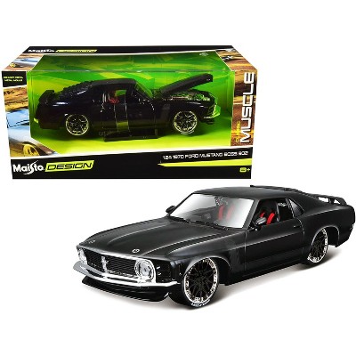 1970 Ford Mustang Boss 302 Black with Matt Black Stripes "Classic Muscle" 1/24 Diecast Model Car by Maisto
