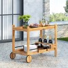 NicBex Mobile Kitchen Island Cart Wooden Frame Kitchen Carts on Wheels with Storage, 2-Tier Shelves for Kitchen, Brown - 3 of 4