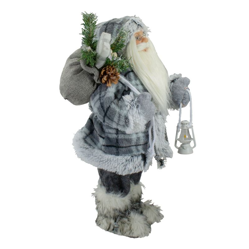 Northlight 18" Gray Standing Santa Christmas Figure with Lantern, 4 of 6