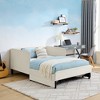KTMBDW Twin/Full Size Platform Bed Frame, Velvet Upholstered Sofa Bed with 2 Storage Drawers & Adjustable Headboard, Wooden Slats Support - 3 of 4