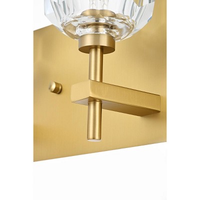 Gold Vanity Wall Sconce with Clear Crystal Faceted Shades