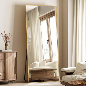 Large Mirrors Wall 65 inchx24 inch Full Length Mirror with Stand Gold Aluminum Alloy Frame Floor Standing Mirror Bedroom Living - 1 of 4