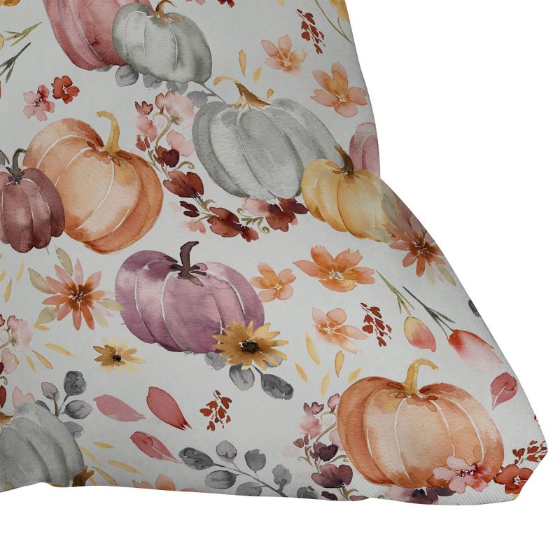 16&#34;x16&#34; Ninola Design Pumpkins Fall Floral Ecru Square Throw Pillow - Deny Designs, 3 of 6