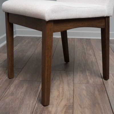 Mid-Century Modern Upholstered Dining Chairs in Light Beige