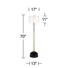 Possini Euro Design Roxie Modern Floor Lamp with Riser 65 1/2" Tall Brass Black Metal Sheer Linen Double Drum Shade for Living Room Bedroom Office - 4 of 4