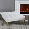 Convertible Sofa, Modern Teddy Fabric Futon Sleeper Sofa Bed with Adjustable Backrest & Pillow, Gold Metal Legs for Small Spaces Living Room - 2 of 4
