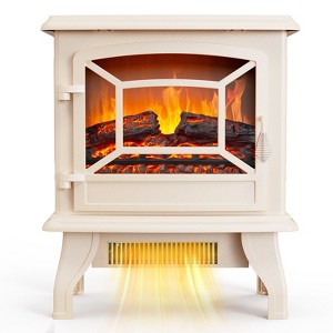 ROVSUN 20" H Electric Fireplace Stove Space Heater, Realistic Flame Logs, Overheat & Tip-Over Protection for Bedroom Living Room,1400W, Black - 1 of 4