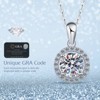 Moissanite Necklace for Women, Round Moissanite Halo Pendant with 925 Sterling Silver Necklace for Wife, Women Jewelry Gifts - 4 of 4