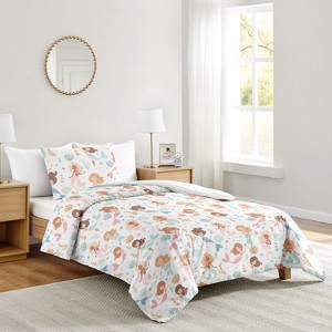 Sweet Jojo Designs Girl Twin Comforter Bedding Set Mermaids Pink Blue and Orange 2pc - 1 of 4