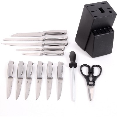 Oster 14-Piece Stainless Steel Knife Set with Black Block