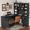 L Shaped Computer Desk, 55'' Office Desk with 2 Drawers and Storage Space, L Shaped Corner Desk with Storage Shelves - 2 of 4