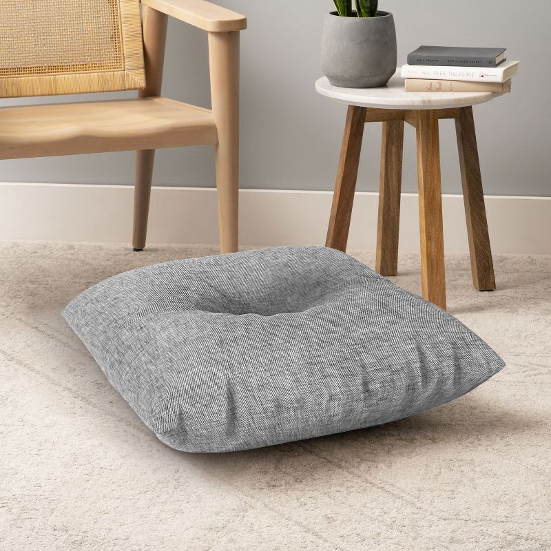 Holli Zollinger Linen Grey Light Square Floor Pillow - Deny Designs, 4 of 5