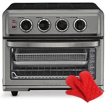 Cuisinart AirFryer Toaster Oven with Grill Black Steel + Oven Mitt Pair