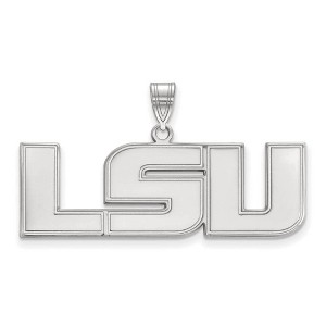 Black Bow Jewelry 14k White Gold Louisiana State Fighting Tigers NCAA Large Pendant - 1 of 3