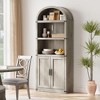 Bookcase with Doors Arched Bookshelf 71.65in Tall Bookcase Farmhouse Cabinet with Shelves Wooden Bookshelves - 3 of 4