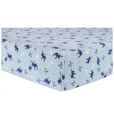 Image of Trend Lab 100% Cotton Flannel Fitted Sheet - Big Sky Moose