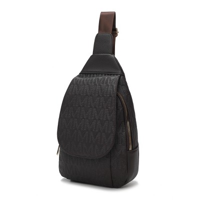 MKF Collection Cleisy M logo Embossed Vegan Leather Women’s Sling Bag by Mia K