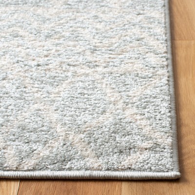 Ivory and Light Grey Square Synthetic Area Rug