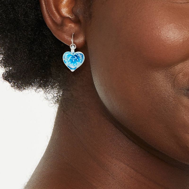 Encapsulated Flower Heart Drop Earrings - Wild Fable&#8482; Blue, 3 of 5
