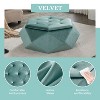 Sapphtopaz Velvet Ottoman with Storage Upholstered Foot Stool with Polygon Diamond Tufted Small Vanity Stool for Living Room, Bedroom, Entryway - 2 of 4