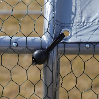 Large Silver Metal Chicken Coop Playpen with UV Cover