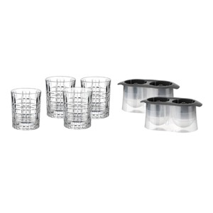Godinger Silver 6pc Boundary Double Old Fashion Chiller Set: Crystal Drinkware, Hand Wash, Dishwasher-Safe, Includes Ice Mold - 1 of 4