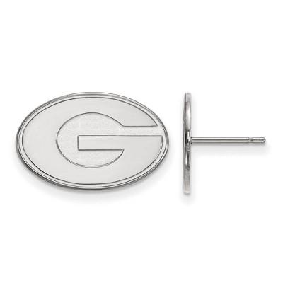 Black Bow Jewelry 10k White Gold Georgia Bulldogs NCAA Post Earrings