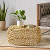 Christopher Knight Home Cortlandt Modern Handcrafted Aluminum Mesh Coffee Table Gold: Chic Pedestal Base, No Assembly Required - image 2 of 4