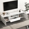Chic Crate-Cloud White High Gloss Media Console – 63In TV Stand w/ Storage Shelves, Multi-Room Furniture - 3 of 4
