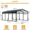 12x20 FT Heavy Duty Metal Carport Kit - Galvanized Steel Roof, 100MPH Wind Rated, 35PSF Snow Load for RV, Tractors, Trucks - 2 of 4