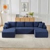 AENKYO 134" Modular Sectional Sleeper Sofa, U-Shaped Cloud Couch, No Assembly Required, 6-Seater Sofa for Living Room - Blue - 2 of 4