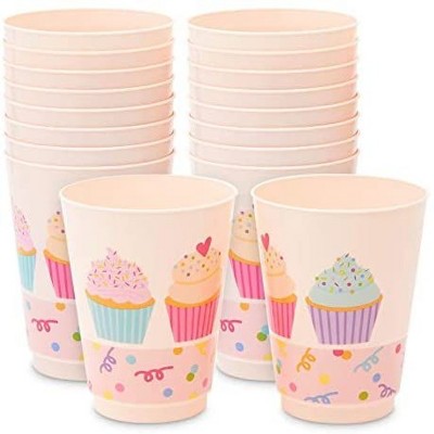 Sparkle and Bash 16 Pack Pink Plastic Floral Tumbler Cups for Oh Deer Girl  Baby Shower (16 oz)