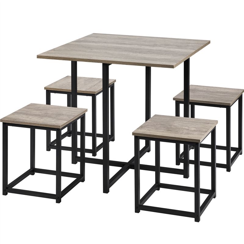 Yaheetech 5-Piece Dining Room Set with 1 Square Table, 4 Backless Stools, Kitchen Table Set, 1 of 11