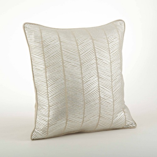 Down Filled Metallic Herringbone Design Pillow Silver - Saro Lifestyle