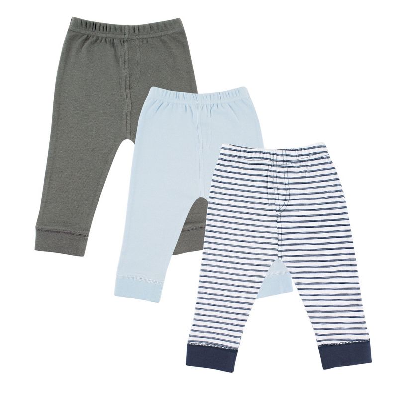 Luvable Friends Baby and Toddler Boy Cotton Pants 3pk, Navy Stripe, 1 of 3