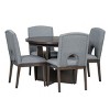 Modern Dining Set for 4,Rubber Wood Extendable Round Dining Table with Removable Leaf and 4 Upholstered Dining Chairs for Small Places-Tanpinhause - 2 of 4