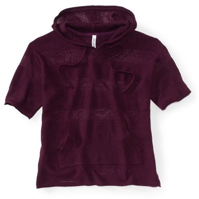 Aeropostale Womens Stripe Kint Popover Hooded Sweater