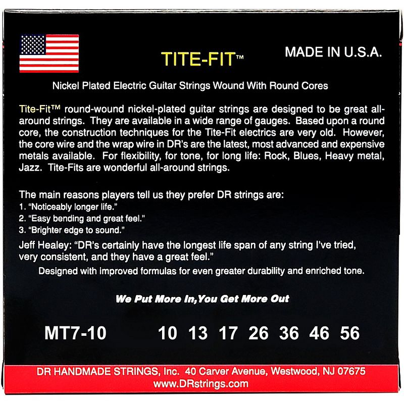 DR Strings Tite-Fit MT7-10 Medium 7-String Nickel Plated Electric Guitar Strings, 2 of 4