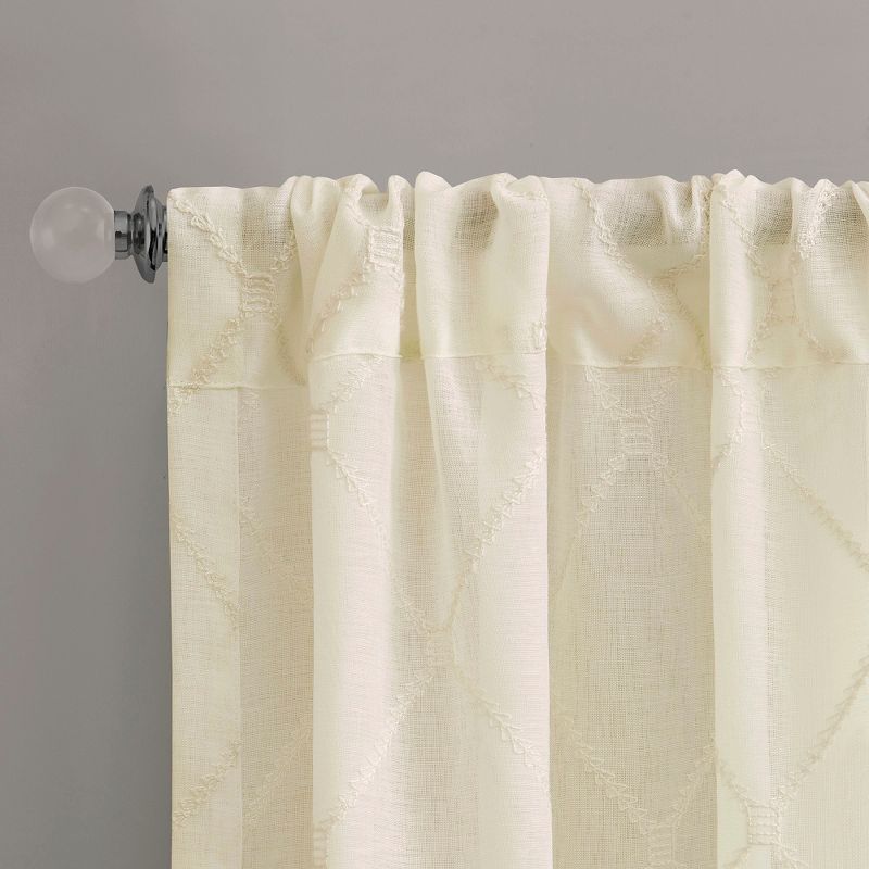 84"x50" Clarissa Diamond Sheer Curtain Panel, 3 of 5