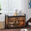 Industrial Shoe Storage Bench with Lift Top - Metal and Wood Entryway Bench with 2-Tier Shoe Rack, Functional Hallway Organizer - 4 of 4
