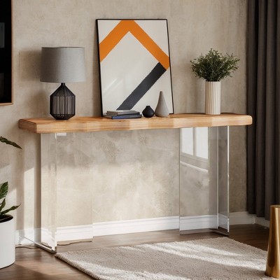 Hommoo 47" Console Table with Acrylic Legs Brown