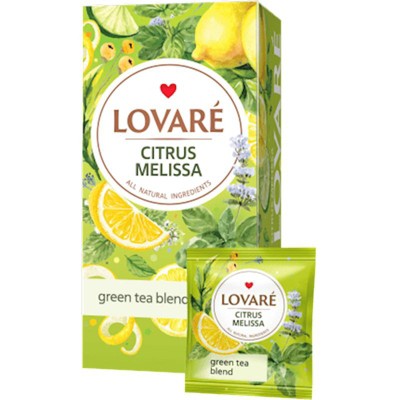 Lovare Green Tea Blend Citrus Melissa l 24 Tea Bags l 36g - Refreshing, Satisfying, And Aromatic - Perfect For Daily Use And