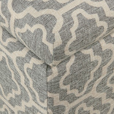 Gray Geometric Wood Storage Ottoman with Hinged Lid