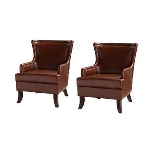 Set of 2 Gonzalo Mid-century Modern Vegan Leather ergonomic Accent Armchair | ARTFUL LIVING DESIGN - 1 of 4